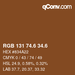 カラーコード: RGB 131 74.6 34.6 | qconv.com