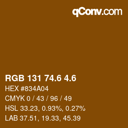 カラーコード: RGB 131 74.6 4.6 | qconv.com