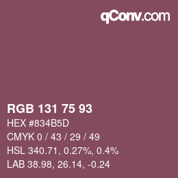 カラーコード: RGB 131 75 93 | qconv.com