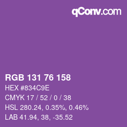 Color code: RGB 131 76 158 | qconv.com