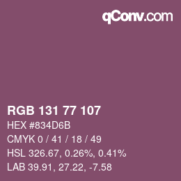 颜色代码: RGB 131 77 107 | qconv.com
