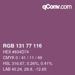 カラーコード: RGB 131 77 116 | qconv.com