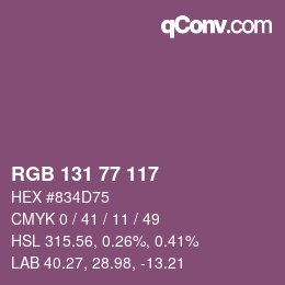 颜色代码: RGB 131 77 117 | qconv.com