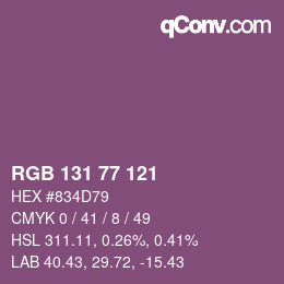 Color code: RGB 131 77 121 | qconv.com