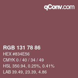Color code: RGB 131 78 86 | qconv.com