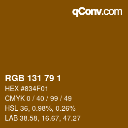 カラーコード: RGB 131 79 1 | qconv.com