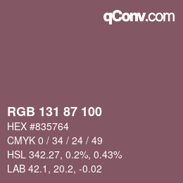 Color code: RGB 131 87 100 | qconv.com