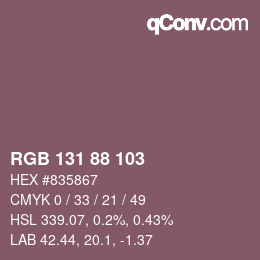 颜色代码: RGB 131 88 103 | qconv.com