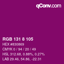 Código de color: RGB 131 8 105 | qconv.com