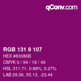 Color code: RGB 131 8 107 | qconv.com