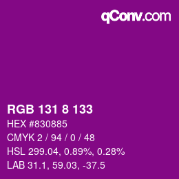 Color code: RGB 131 8 133 | qconv.com