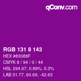 カラーコード: RGB 131 8 143 | qconv.com