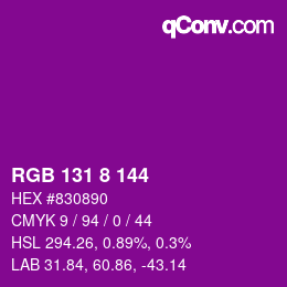 Color code: RGB 131 8 144 | qconv.com