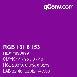 Color code: RGB 131 8 153 | qconv.com