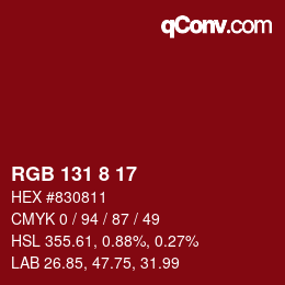 颜色代码: RGB 131 8 17 | qconv.com