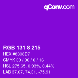 カラーコード: RGB 131 8 215 | qconv.com