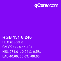 Color code: RGB 131 8 246 | qconv.com