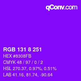 カラーコード: RGB 131 8 251 | qconv.com