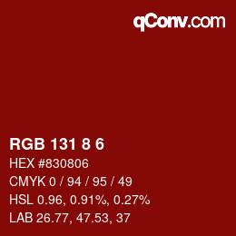 カラーコード: RGB 131 8 6 | qconv.com