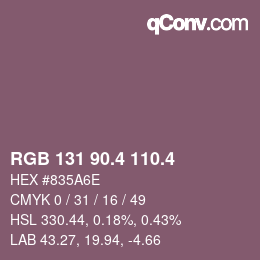 カラーコード: RGB 131 90.4 110.4 | qconv.com