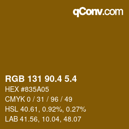 カラーコード: RGB 131 90.4 5.4 | qconv.com