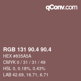 カラーコード: RGB 131 90.4 90.4 | qconv.com