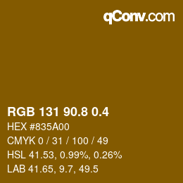 カラーコード: RGB 131 90.8 0.4 | qconv.com