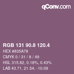 カラーコード: RGB 131 90.8 120.4 | qconv.com