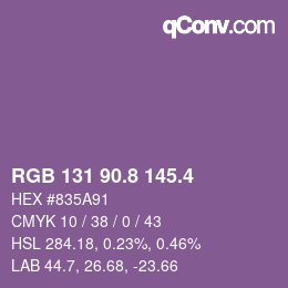 カラーコード: RGB 131 90.8 145.4 | qconv.com