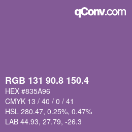 カラーコード: RGB 131 90.8 150.4 | qconv.com