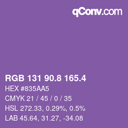 カラーコード: RGB 131 90.8 165.4 | qconv.com