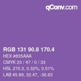カラーコード: RGB 131 90.8 170.4 | qconv.com