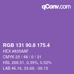 カラーコード: RGB 131 90.8 175.4 | qconv.com