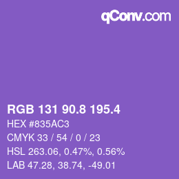 カラーコード: RGB 131 90.8 195.4 | qconv.com