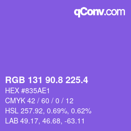 カラーコード: RGB 131 90.8 225.4 | qconv.com