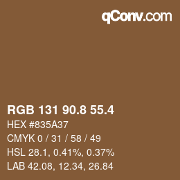 カラーコード: RGB 131 90.8 55.4 | qconv.com