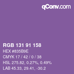 Color code: RGB 131 91 158 | qconv.com