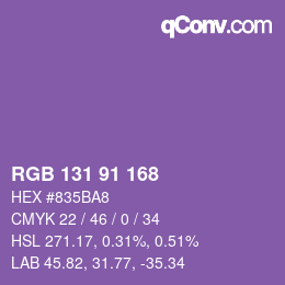 Color code: RGB 131 91 168 | qconv.com