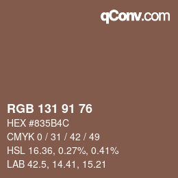 Farbcode: RGB 131 91 76 | qconv.com