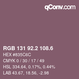 カラーコード: RGB 131 92.2 108.6 | qconv.com