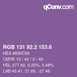 カラーコード: RGB 131 92.2 153.6 | qconv.com