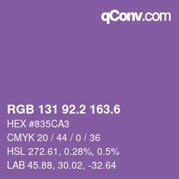 カラーコード: RGB 131 92.2 163.6 | qconv.com