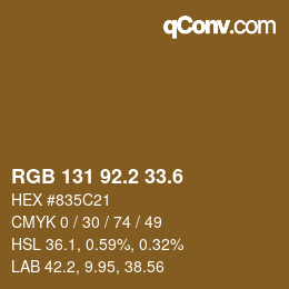 カラーコード: RGB 131 92.2 33.6 | qconv.com