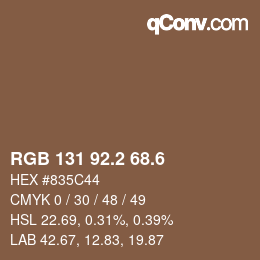 カラーコード: RGB 131 92.2 68.6 | qconv.com