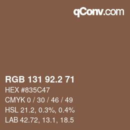カラーコード: RGB 131 92.2 71 | qconv.com