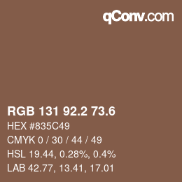 カラーコード: RGB 131 92.2 73.6 | qconv.com