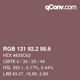 カラーコード: RGB 131 92.2 98.6 | qconv.com
