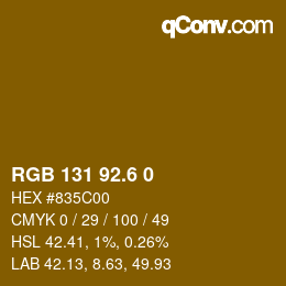 カラーコード: RGB 131 92.6 0 | qconv.com