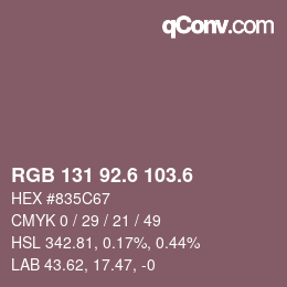カラーコード: RGB 131 92.6 103.6 | qconv.com