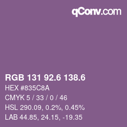 カラーコード: RGB 131 92.6 138.6 | qconv.com